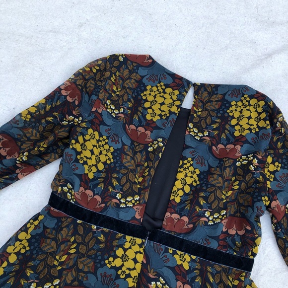 Zara Trafaluc Dark Teal Floral Dress - Picture 3 of 4